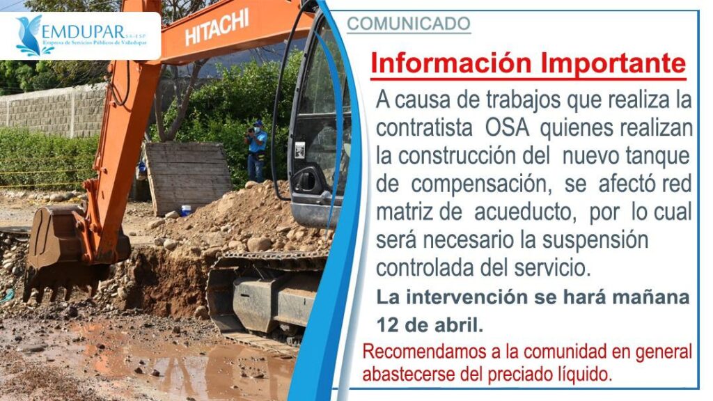 Emdupar suspenderá en servicio de agua | RTA Noticias