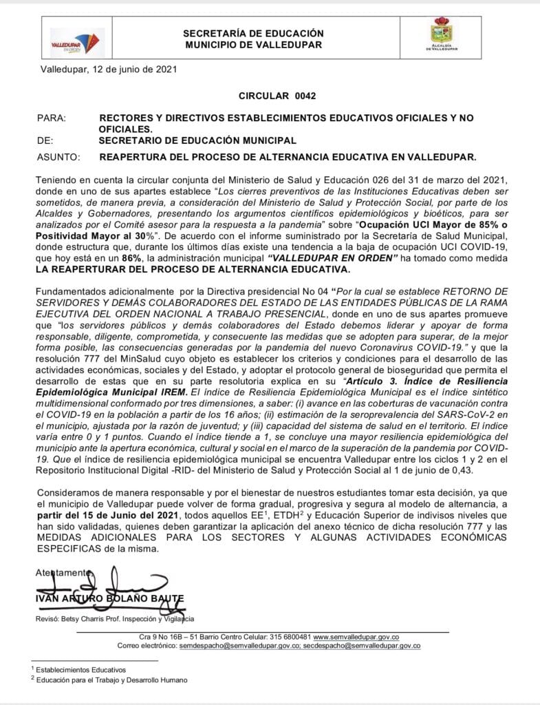 Estudiantes de Valledupar regresan a clases presenciales | RTA Noticias
