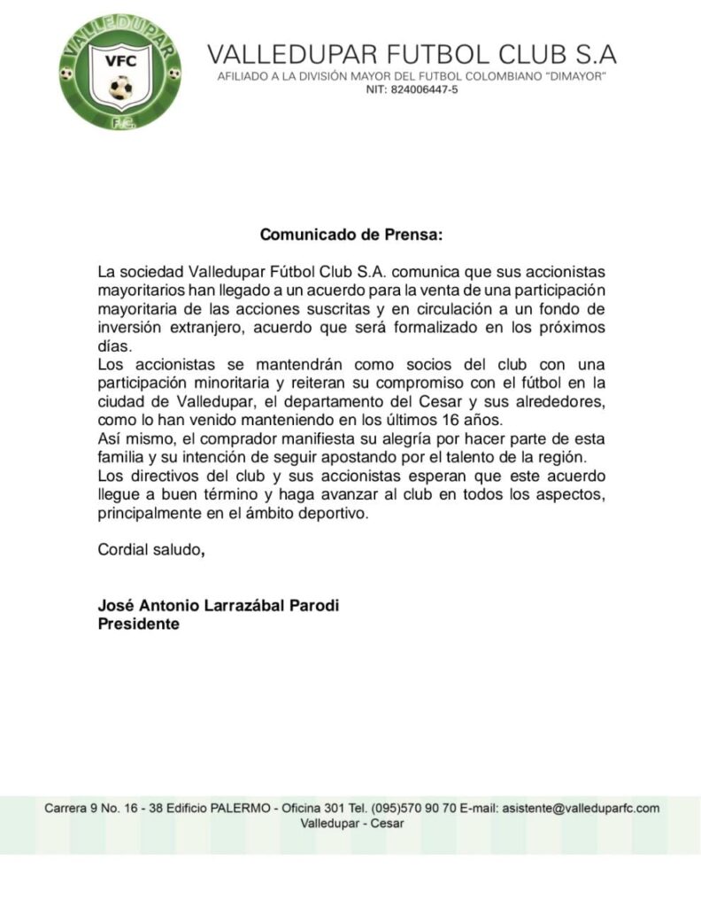 Fondo de inversión extranjero será dueño del VFC | RTA Noticias