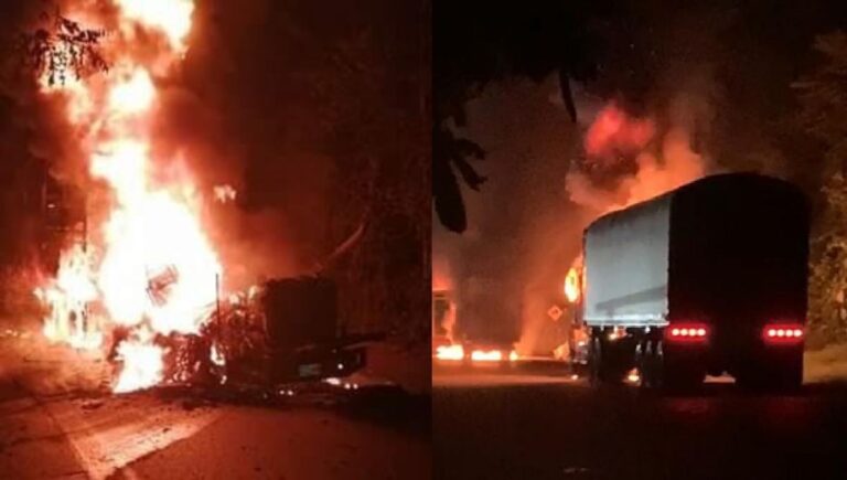 Sujetos armados incineraron camión en Bosconia Tractomula