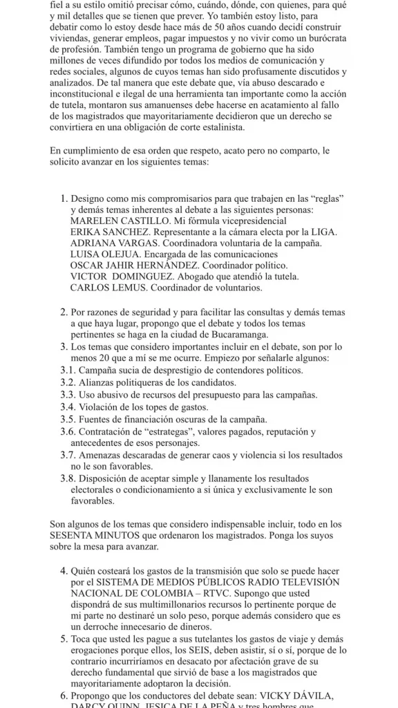 Listado de condiciones de Rodolfo para debatir con Petro | RTA Noticias