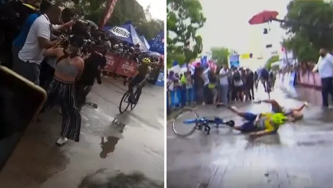 Ganador de etapa en la Vuelta Colombia arrolló a su esposa zA56ZN30