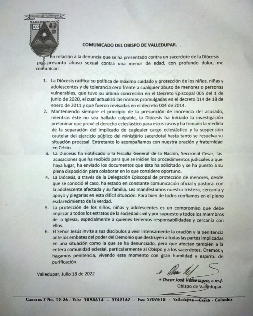Iglesia Católica brinda apoyo a menor abusada por sacerdote | RTA Noticias
