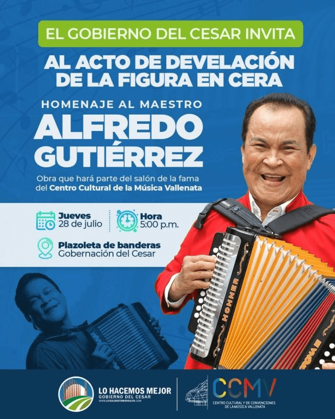 Develarán figura en cera de Alfredo Gutiérrez en Valledupar Develarán figura en cera de Alfredo Gutiérrez en Valledupar | RTA Noticias