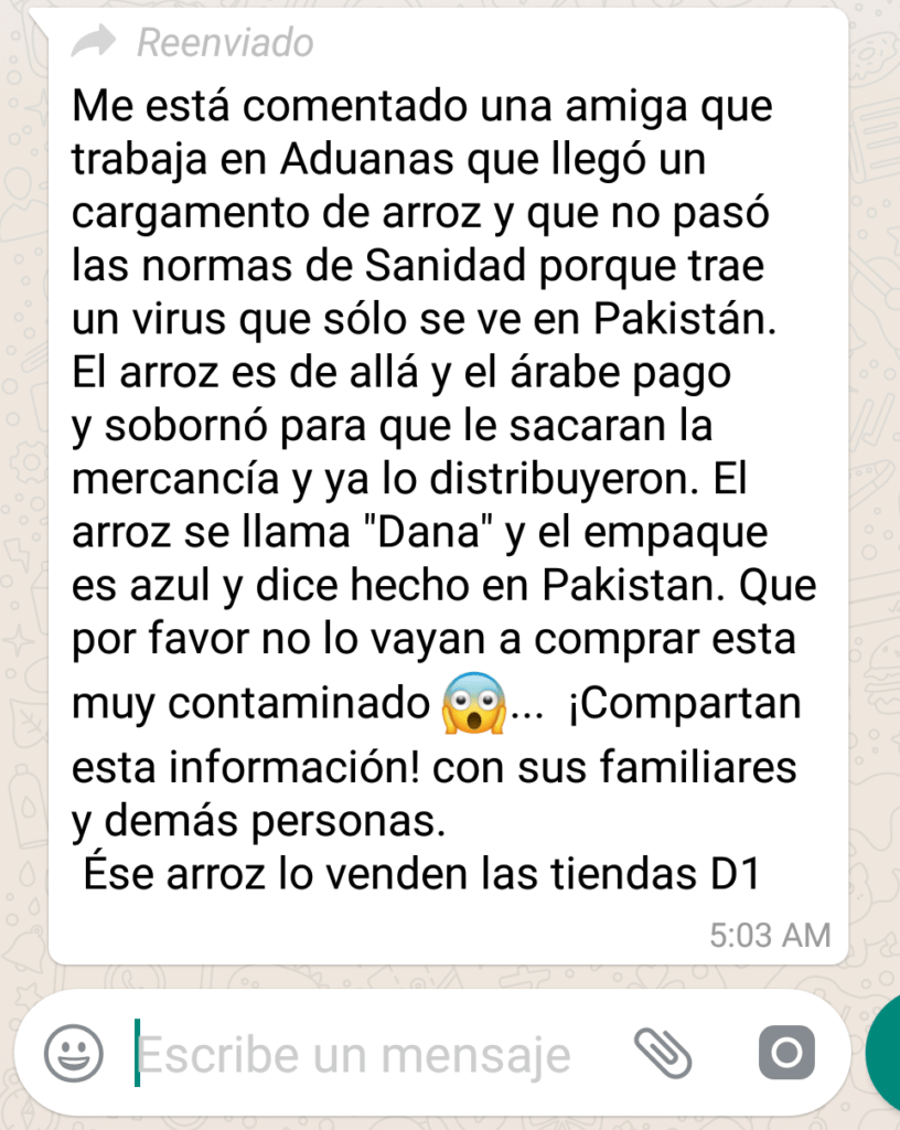 Es falso que desde Pakistán llegó arroz contaminado Es falso que desde Pakistán llegó arroz contaminado | RTA Noticias