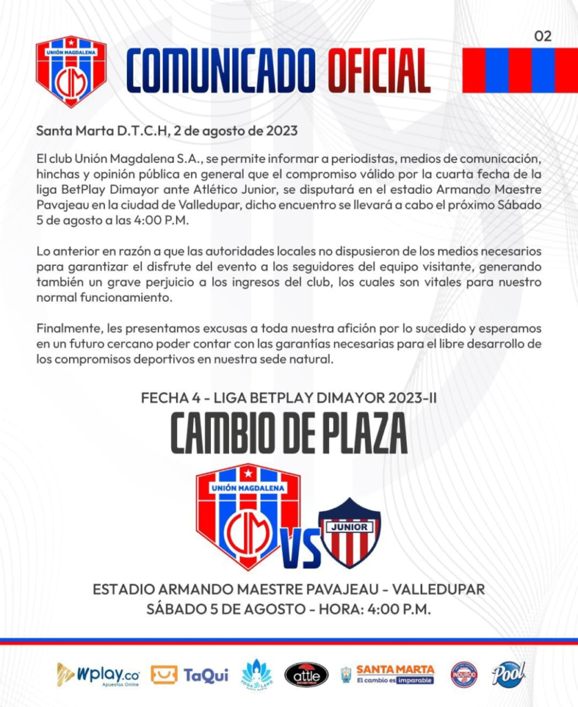 Unión Magdalena y Junior se enfrentarán en Valledupar | RTA Noticias