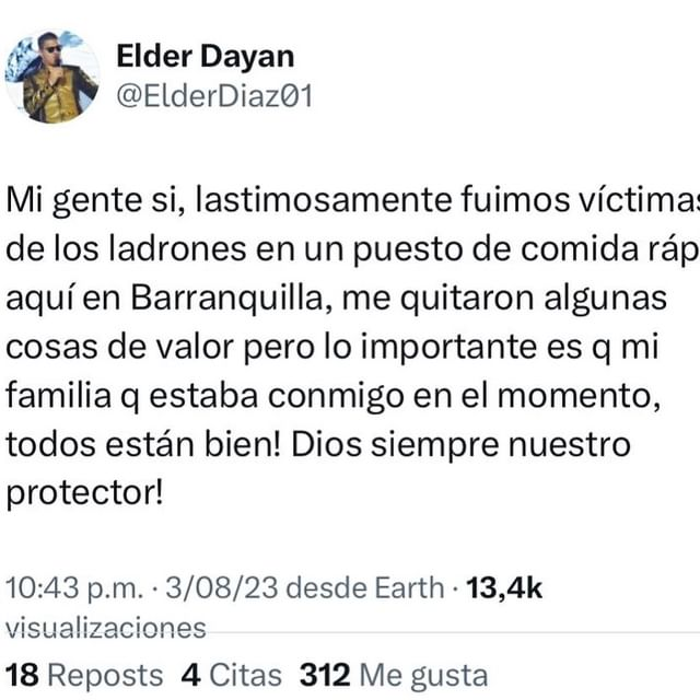 Cantante Elder Dayán fue atracado en Barranquilla | RTA Noticias