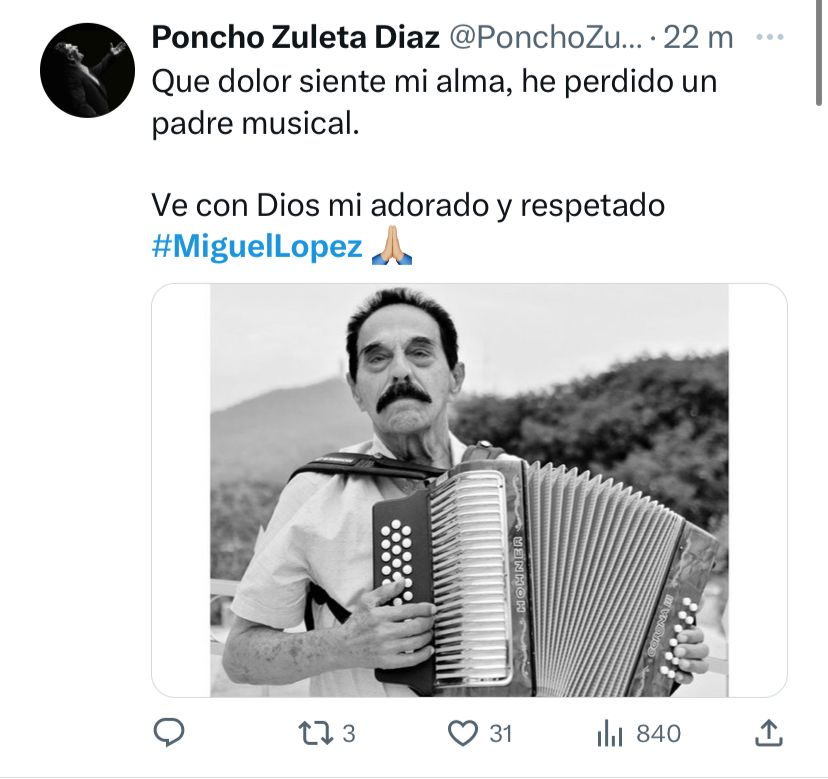 Murió Miguel López V Rey del Festival Vallenato Murió Miguel López V Rey del Festival Vallenato | RTA Noticias