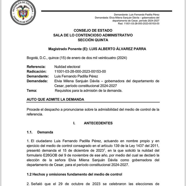Admiten demanda de nulidad electoral contra Elvia Milena Admiten demanda de nulidad electoral contra Elvia Milena | RTA Noticias
