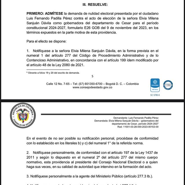Admiten demanda de nulidad electoral contra Elvia Milena Admiten demanda de nulidad electoral contra Elvia Milena | RTA Noticias