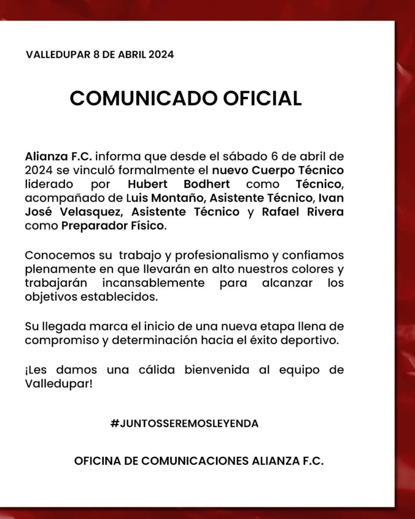 Oficial: Hubert Bodhert llega como nuevo técnico del Alianza FC Oficial: Hubert Bodhert llega como nuevo técnico del Alianza FC | RTA Noticias