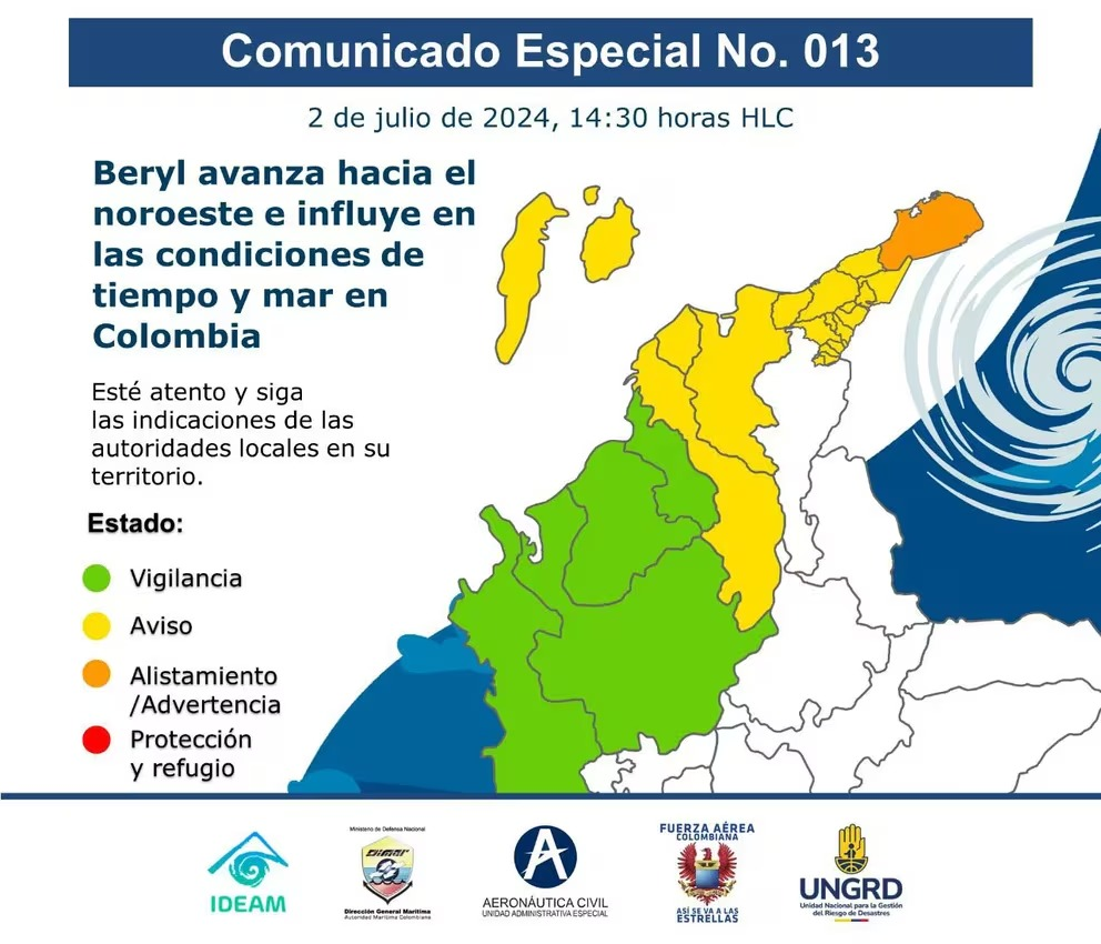 Cesar entre los departamentos en aviso por paso de huracán "Beryl" Cesar entre los departamentos en aviso por paso de huracán "Beryl" | RTA Noticias