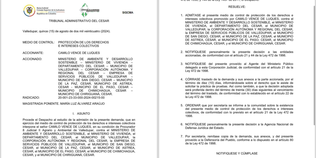 Tribunal admite acción popular por contaminación del Rio Cesar | RTA Noticias