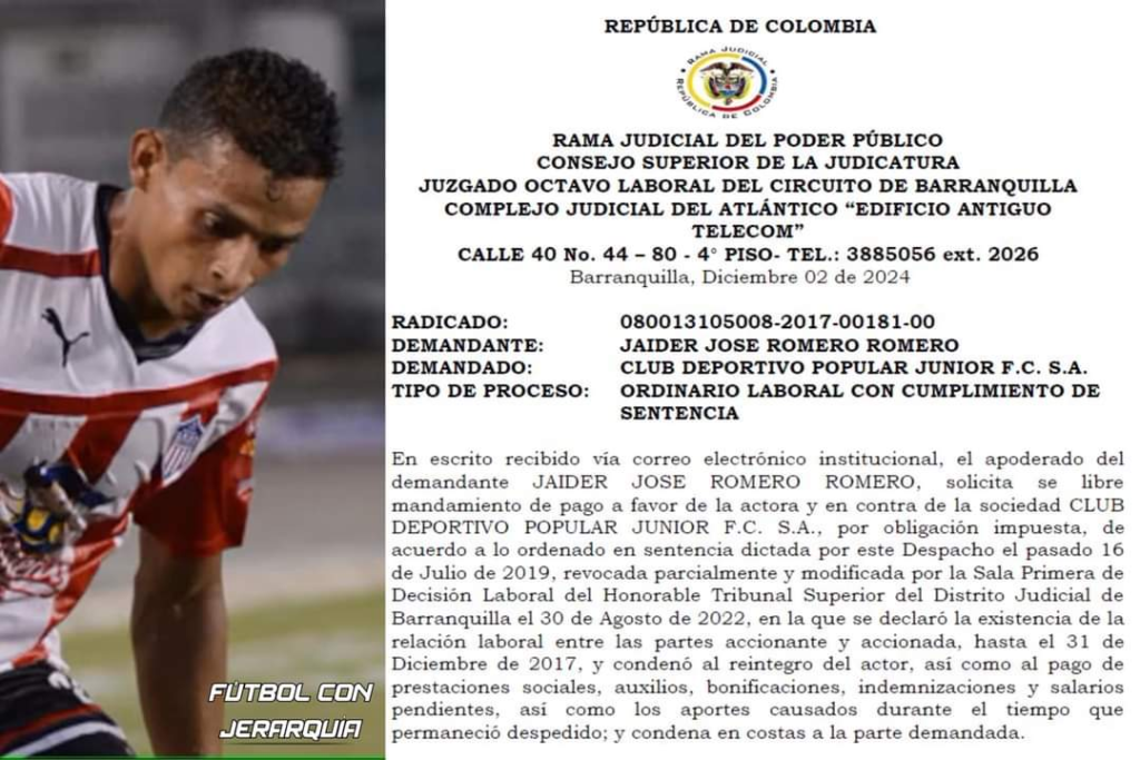 Vallenato Jaider Romero gana millonaria demanda a Junior | RTA Noticias