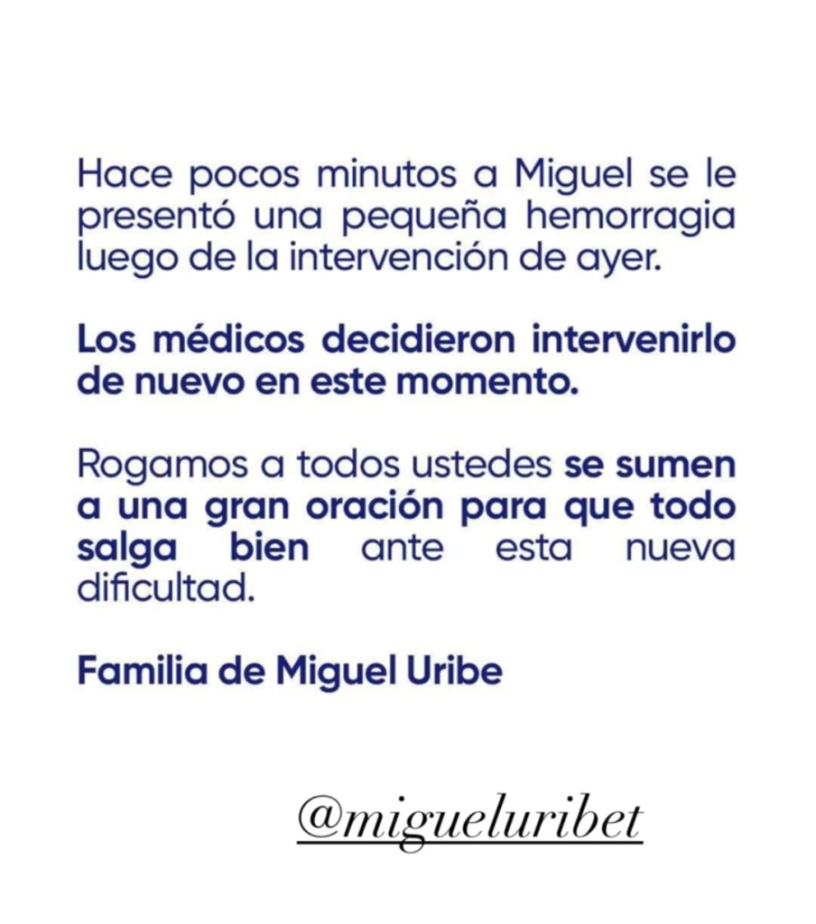 Miguel Uribe presentó hemorragia y fue intervenido de nuevo | RTA Noticias