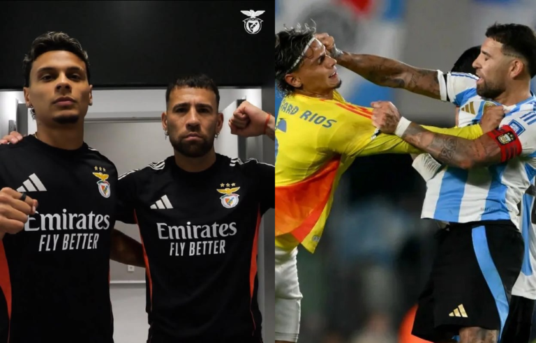Ríos y Otamendi dejan atrás el pasado con un video viral con Benfica image