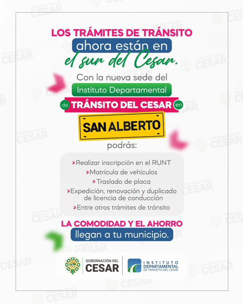 Tránsito del Cesar abre nueva sede en San Alberto Tránsito del Cesar abre nueva sede en San Alberto | RTA Noticias