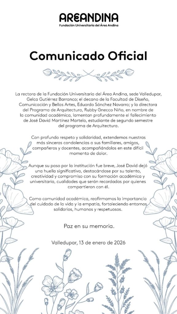 COMUNICADO JESUS DAVID MARTINEZ MARTELO