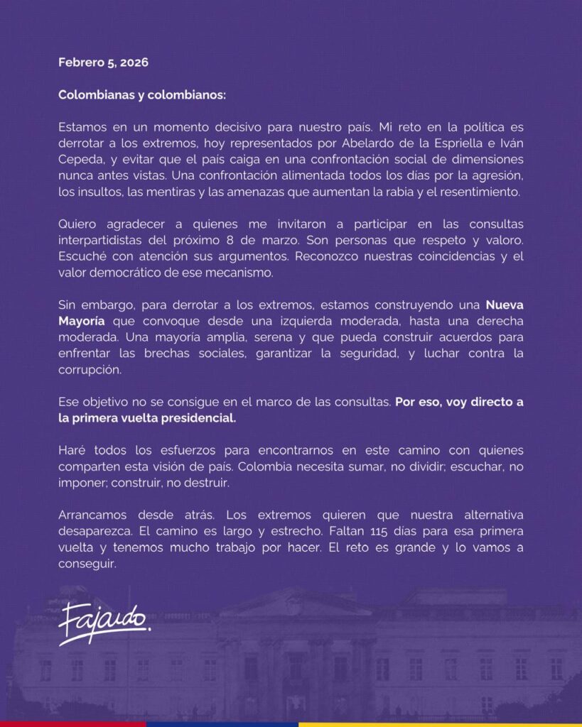 Sergio Fajardo que no participará en consultas el 8 de marzo sergio fajardo