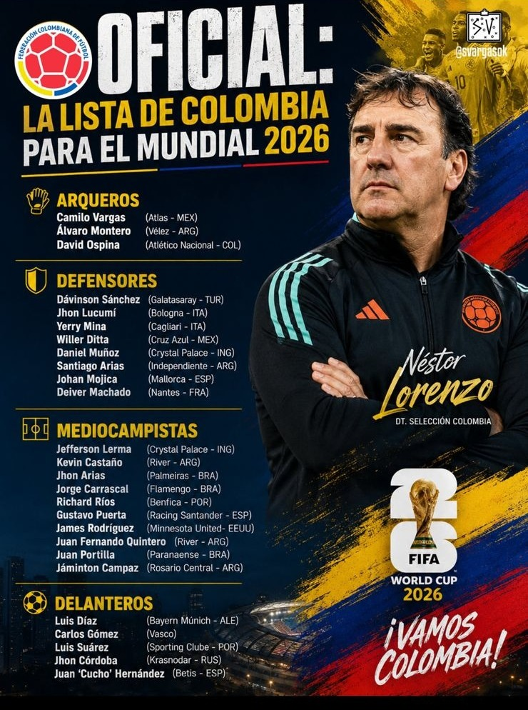 Néstor Lorenzo reveló los convocados de Colombia para el Mundial 2026 convocados seleccion