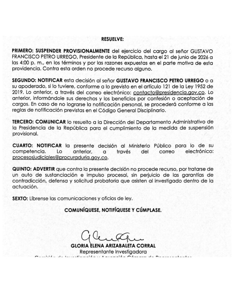 Suspenden provisionalmente a Gustavo Petro por presunta participación en política. kbjjhlklkl