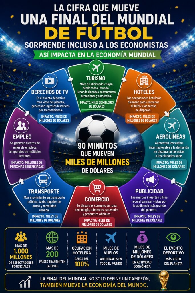 La cifra que mueve una final del Mundial de fútbol sorprende incluso a los economistas: así impacta la economía mundial La cifra que mueve una final del Mundial de fútbol sorprende incluso a los economistas: así impacta la economía mundial | RTA Noticias