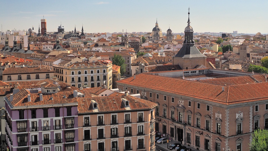 Vista del centro histórico de Madrid, España