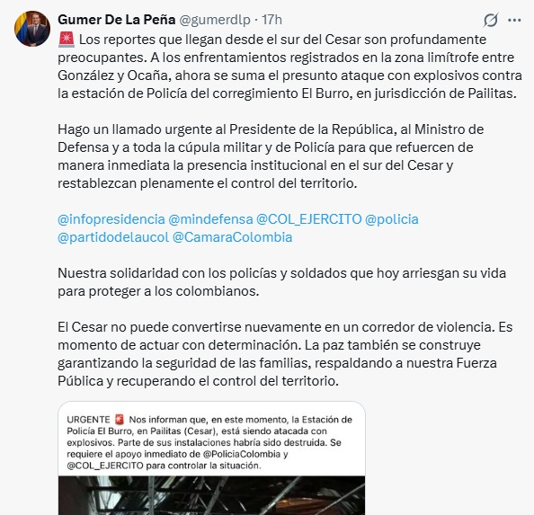 Representantes a la Cámara del Cesar condenan atentado contra estación de Policía en Pailitas | RTA Noticias