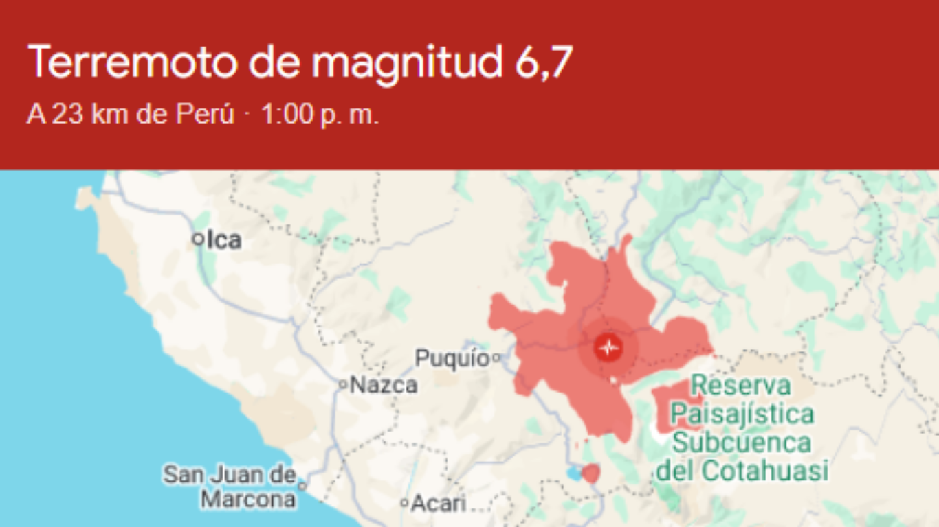 Fuerte sismo de magnitud 7,2 sacudió el sur de Perú Perú